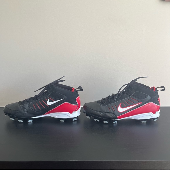 Nike Mens 11.5 Power Channel Cleats Football Black Red White 2008 - Picture 4 of 14
